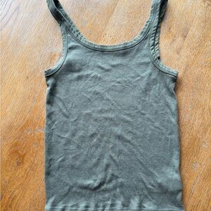 American Eagle Outfitters Fitted Green Tank Top